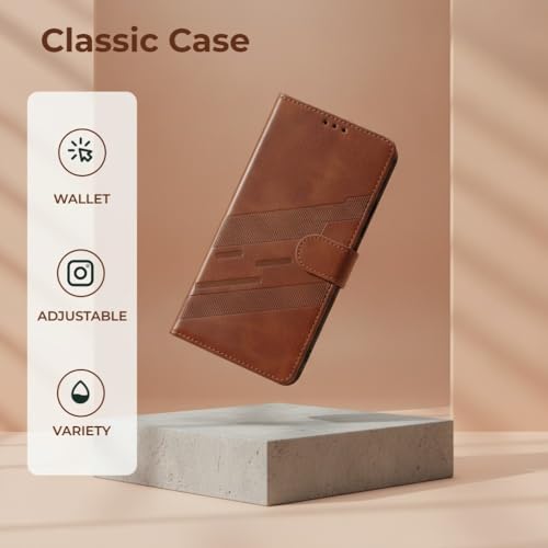 Étui rabat Samsung Galaxy A26 5G marron mat avec support horizontal ajustable