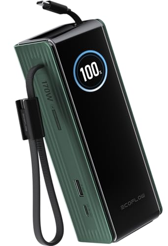 EF ECOFLOW Rapid Power Bank, 25,000mAh, 170W, 100W Built-in and Retractable Cables, Portable Charger...