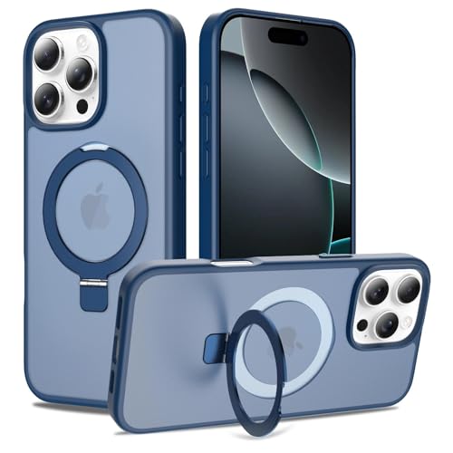 Image of Magnetic for iPhone 16 Pro Max Case, 6.9 inch, Compatible with MagSafe, Rugged Kickstand, Not-Yellowing Military-Grade Protection, Matte Blue