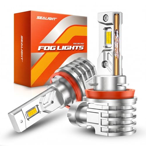 Image of SEALIGHT H11 LED Fog Light Bulb, 35000LM 6500K Cool White, H16 H8 LED Fog Lights Brighter Road Visibility in Fog & Rain, Copper Cooling System, Plug-N-Play, Pack of 2
