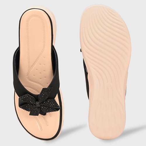 Image of Centrino Women's Sandals | Stylish Slip-On Sandals for Ladies | Durable Soft Cushioned Footbed for Comfort | Elegant & Trendy Design | Lightweight Daily And Casual Use Flip Flops (9343)
