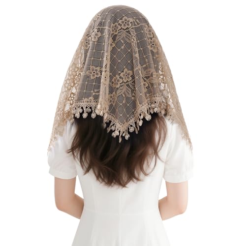 Lystaii Cathedral Head Covering Mass Veil Lace Infinity Veils Triangl Mantilla Latin Scarf Church Vintage Veils2