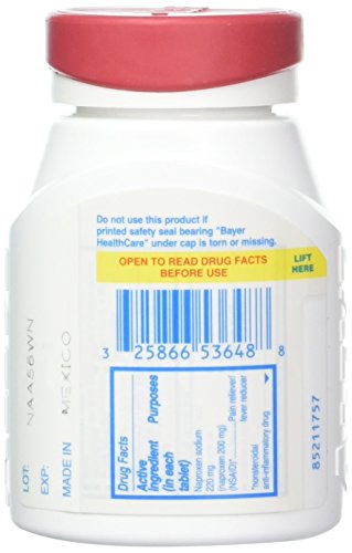 Aleve Tablets with Easy Open Arthritis Cap, Naproxen Sodium, 220mg (NSAID) Pain Reliever/Fever Reducer, 200 Count (Pack of 2) - Thumbnail 2