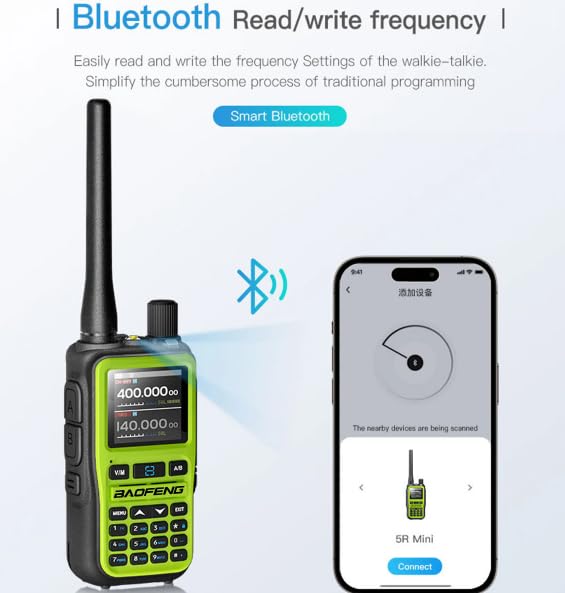 UV-5E Mini Walkie Talkie Multi Banda con Bluetooth de Largo Alcance, 36H de Batería, Tipo C y Copia de Frecuencia.