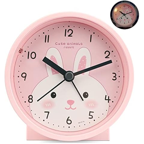 Alarm Clock, Analogue Alarm Clock Children, Compact Non-Ticking Bed Travel Silent Alarm Clock with Loud Alarm, Night Light, Snooze Cover
