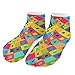 LITPUZC Women's Fashion Ankle Socks Funny Running Low Cut Socks Rainbow Checkered Plaid No Show Athletic Sock Soft Breathable Crew Sock 5 Pairs