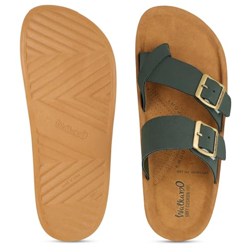 Image of WALKAROO Men's Slip-On Sandals|Soft Cushion Footbed, Adjustable Dual Buckle Straps,Lightweight Flexible Sole, Anti-Slip|Daily Wear, Casual,Office Wear Sandals|WGR53247