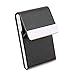 DMFLY Business Card Holder Case - PU Leather Business Card Case Name Card Holder Slim Metal Pocket Card Holder with Magnetic Shut, Black
