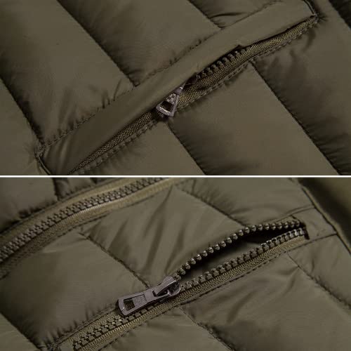 Msmsse Winter Vest For Men Casual Puffer Quilted Vests With Multi Pockets Sleeveless Jacket Army Green L #TOP7