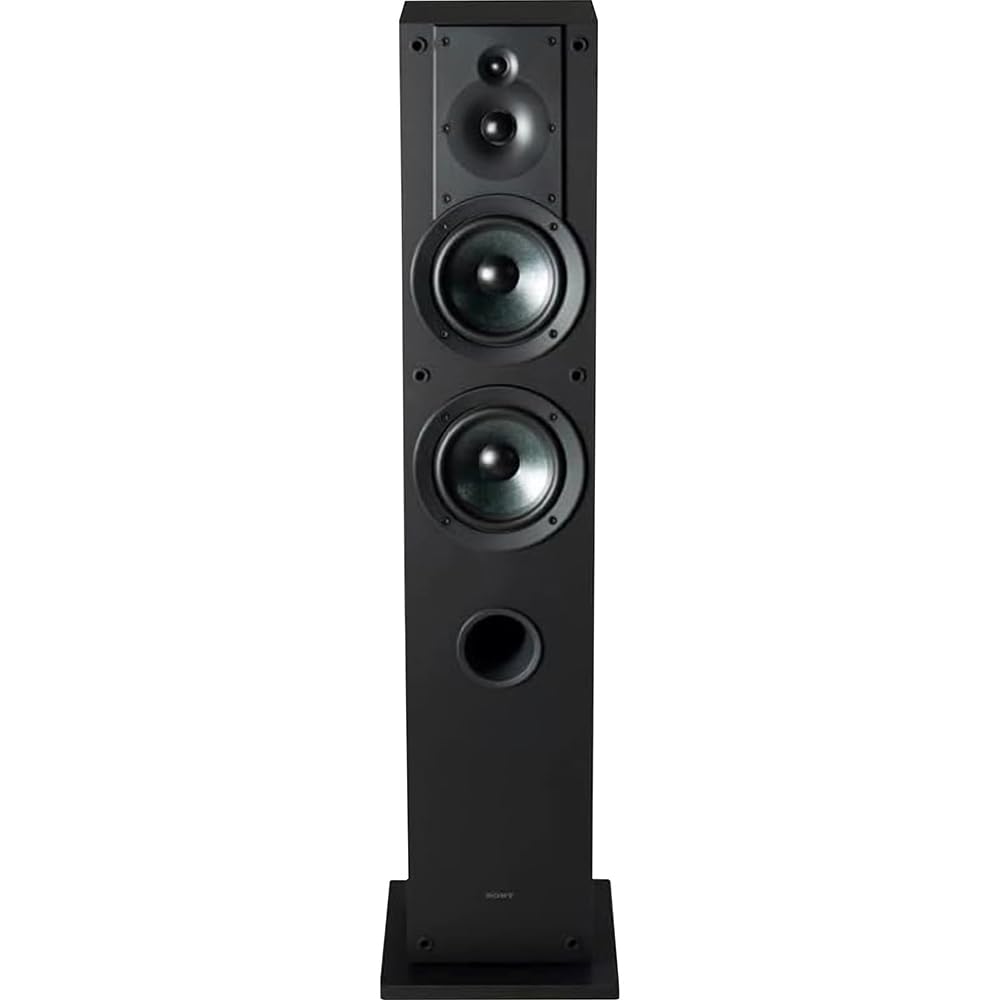 Sony SS-CS3M2 3-Way 4-Driver Hi-res Floorstanding Speaker, Black (Pair) 2025 Bundle with Deco Essentials 100ft Speaker Wire, 5-Pair Banana Plugs and Deco Gear HDMI Cable