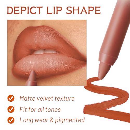 Image of Chestnut Brown Matte Lip Liner Pencil - Smooth & Moisturizing Lip Pencil for Precise Contour, Rich Color Payoff, Lightweight Everyday Lip Makeup, Twist-Up Design,08#