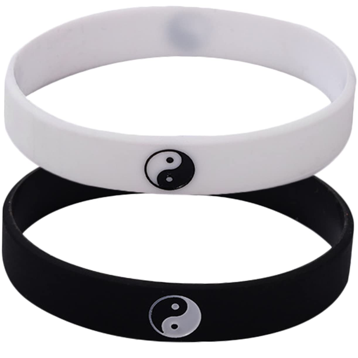 MilistenFeng Shui Bracelet 2pcs Tai Chi Feng Shui Charm Women Silicone Wristbands Yin Yang Yin Yang Rubber Men Silicone Lovers Matching Bracelets