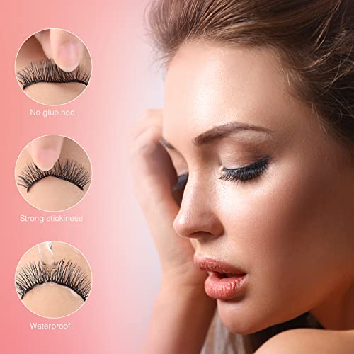 OMELASH Reusable Self Adhesive Eyelashes, Four Styles Waterproof False Eyelashes, No Glue False Eyelashes, Self Adhesive Eyelashes Reusable Self Sticking, False Eyelashes Natural Look(4 Pairs) - Thumbnail 4