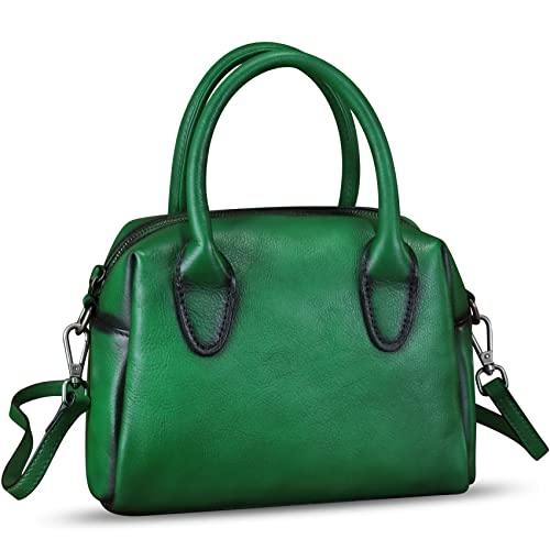 Image of Genuine Leather Handbag for Women Leather Top Handle Purse Retro Handmade Satchel Vintage Crossbody Hobo Bag