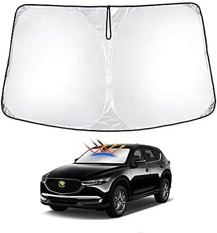T TGBROS Parasol para parabrisas 2017-2023 Mazda CX-5 para ventana, plegable, protector solar, cubierta de poliéster reflectante que bloquea el