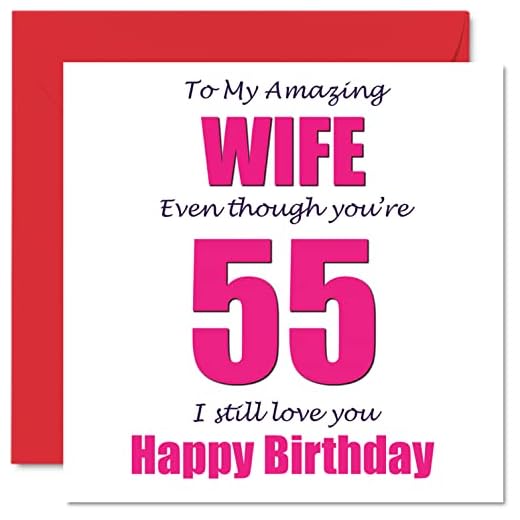 Divertidas tarjetas de felicitación de 55 cumpleaños para esposa, 55 I Still Love You, tarjeta de feliz cumpleaños para esposa de marido, regalos de bromas, 145 mmx145 mm