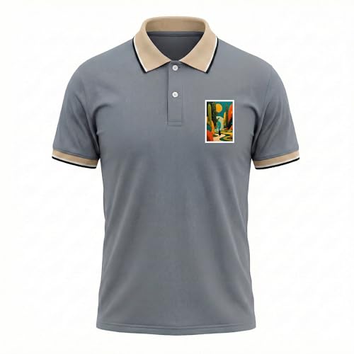 Image of Regular Fit Solid Half Sleeve Casual Tipping Collar Polo T-Shirt for Men