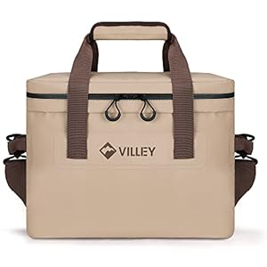 VILLEY Cooler Bag, 30 Cans Insulated Soft Cooler Bag, Large Beach Cooler with Removable Shoulder Strap, Keep Cold/Keep Fresh/Keep Warm, Portable Soft Sided Cooler for Camping Trip Picnic, 20L