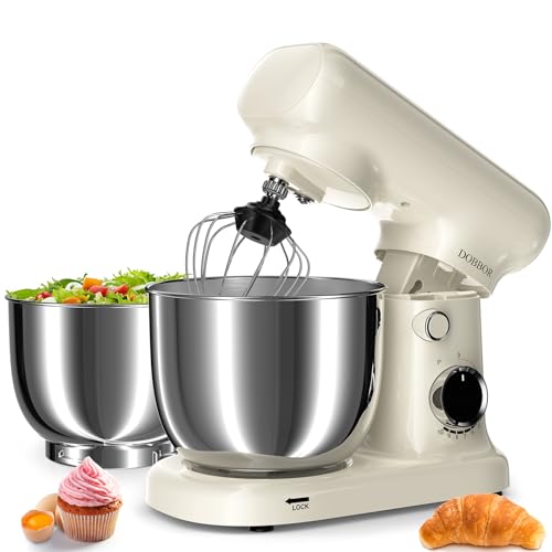 Batidora Amasadora Doble Bol De 2.5L+3L, Batidora EléCtrica De 10 Velocidades Y 1500w - Incluye Batidor De Huevos, Gancho Para Masa Y Batidor Plano Para ReposteríA Casera (Blanco lechoso) Batidora Amasadora Doble Bol De 2.5L+3L, Batidora EléCtrica De 10 Velocidades Y 1500w - Incluye Batidor De Huevos, Gancho Para Masa Y Batidor Plano Para ReposteríA Casera (Blanco lechoso)