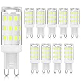 Eihern Ampoule LED G9 6000K Blanc froid 3W, LED à douille G9 à deux broches (équivalent halogène 40W), ampoules G9 à économie d'énergie pour lustre, pas de scintillement, non dimmable, 10 paquets
