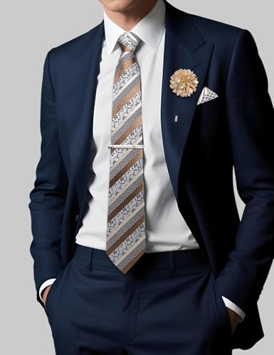 Image of DiBanGu Silk Zipper Ties for Men, Formal Pre-tied Necktie | Adjustable Tie,6PCS,Various Design Styles,Jacquard Woven,Skin-friendly,Practical Gift,Great for Wedding Party,Business Formal