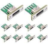 Teansic 10PCS DIY OEM Type C Female Connector,USB C Panel Mount Converter with PCB Board