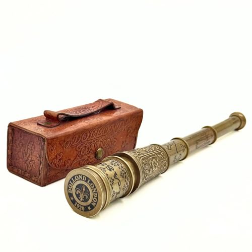 Brass Vintage Telescope and with Leather Case, 10X Zoom Lens,