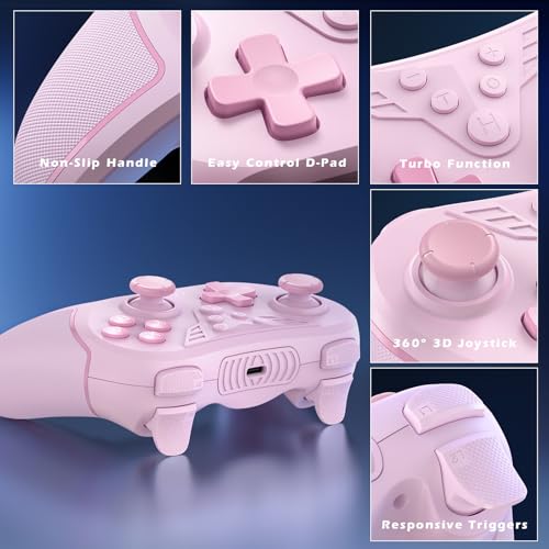 LATEC Controller for Switch, Wireless Controller for OLED/Lite with Hall Joystick, Programmable Buttons, 6-Axis Gyro, Double Shock and Turbo Function - Image 7