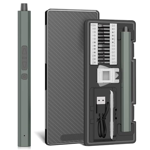 Mini Electric Screwdriver, 30 in 1 Small Electric Screw Driver Kit with 24 Magnetic Bits,3 LED...