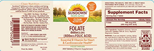 Sundown Folic Acid 400 Mcg, 350 Tablets (Packaging May Vary) (Pack Of 3) #TOP1
