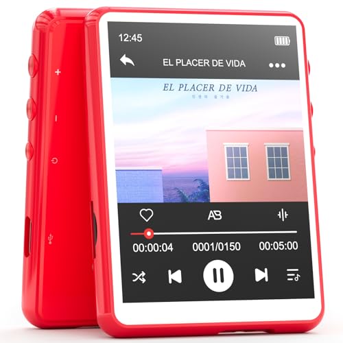 MECHEN Reproductor MP3 de 64 GB Bluetooth 5.3 con pantalla táctil completa de 2.4 pulgadas, reproductor de música digital portátil con altavoz, radio FM, grabación de línea, sonido HiFi sin pérdidas,