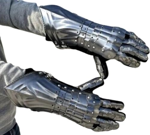 Guantes de brazo histórico en acero pulido con diseño de caballero Nazgul coleccionista