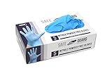 Safeguard Nitrile Disposable Gloves, Powder Free, Food Grade Gloves, Latex Free, 100 Pc. Dispenser Pack, Small Size, Blue