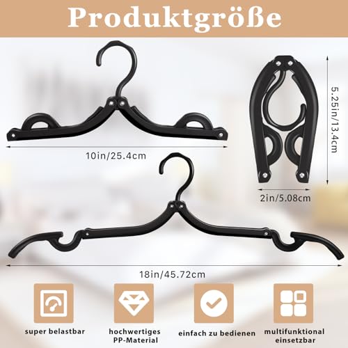 PLMMOUT 24 Stück Faltbare Kleiderbügel, Tragbare Kleiderbügel, Klappbar Reisekleiderbügel, Platzsparend, Multifunktionales Reisezubehör für Zuhause Reisen Hotel Camping