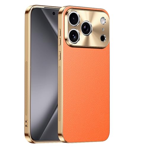 Coque cuir iPhone Air luxe orange avec protection caméra métal