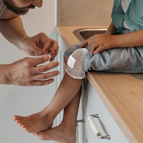 Image of 2 Rolls 11 Yard Tubular Bandage, 2.3 Inch Elastic Net Bandages, Wound Dressing Elastic Mesh Net, Tubular Gauze for Arm Wounds Without The Use of Adhesive Tape (5 M)