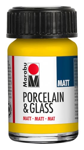 Marabu Porzellan-Keramik- und Glasfarbe, matt, Sonnengelb, 15 ml, Malen & Stempeln, auf Wasserbasis, abwaschbar, spülmaschinenfest