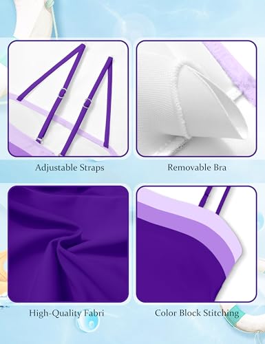 Image of NAPU Girls Swimsuit Color Block Tankini Swimsuit Quick Dry 2 Piece Bathing Suit for Girls 9-16 Years Teens Swimwear Summer