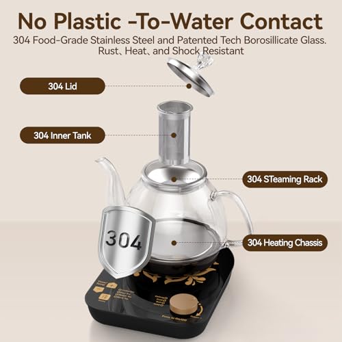 Tetera eléctrica de vidrio para té 0.8 L 800W miniatura 3
