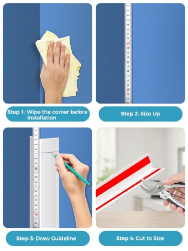 Image of MONOID Wall Corner Protector, 2 PCS Furniture Edge Protection, PC Anti-Bump Guards Avoid Scratching Corner Trim for Door Frame, Table, Countertop, Stair, Self-Adhesive, White, 1.97INx35.43IN /5CMx90CM