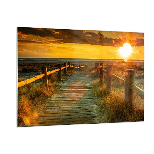Decoracion Salon Pasarela playa vacaciones sol Vidrios decorativos 120x80cm Cuadro Sobre Vidrio Moderno Cocina Cuadros Pared Impresiones Impresión en Cristal Wall Art Prints Grande XXL GAA120x80-2786