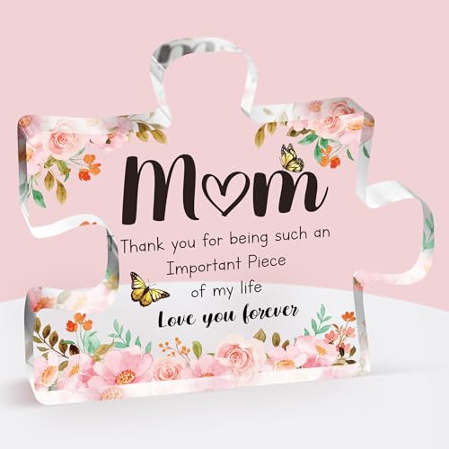 Gifts for Mom - Delicate Mom Birthday Gifts from Daughter Son - Engraved Acrylic Block Puzzle Piece 3.9 x 3.3 inch - Mothers Day Birthday Christmas Gifts for Mom Ideas (Mom 2)