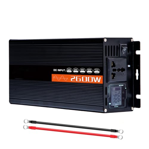 YXINHONGYUE 2600W �����Ȑ����g�p���[�C���o�[�^�[�ADC 12V/24V/48V/60V ���� 110V/220V AC �R���o�[�^�[�ALCD �f�B�X�v���C�t���A���j�o�[�T�� AC �R���Z���g�ARV�A�g���b�N�A�ԁA�\�[���[�V�X�e���p,12v
