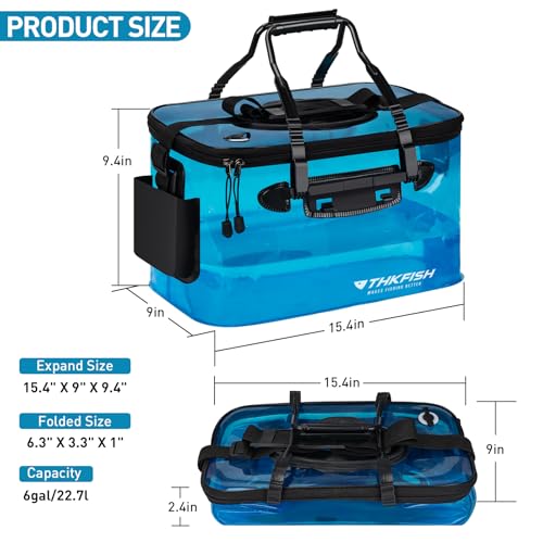 Contenedor de peces vivos cubo de pesca plegable transparente multifuncional 4