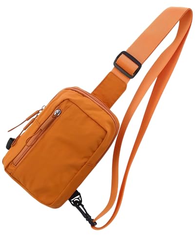HAUMAUH Brustbeutel Damen Herren Brusttasche Klein - Umhängetasche Umhängetaschen Schultertasche Crossbody – Arbeitsweg Reisen Festival-Begleiter (Orange)