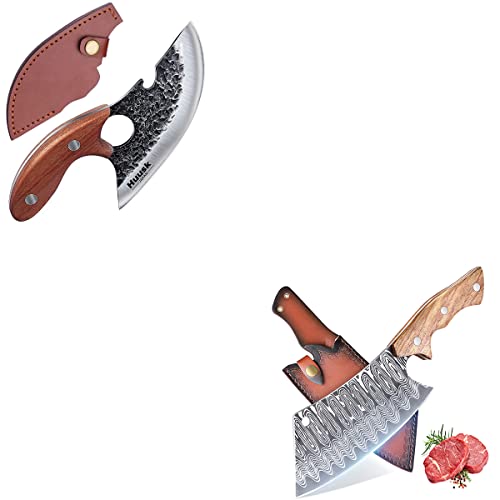 Huusk Butcher Knife For Meat Cutting Bundle With Small Meat Knife With Bottle Opener For Steak Vegetables Fruits #TOP19