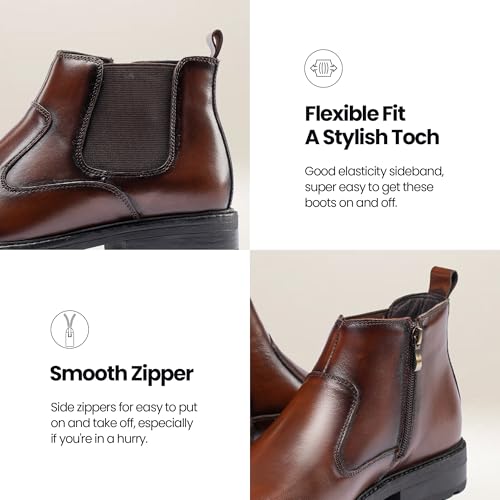 Image of OKKO Mens Chelsea Boots Genuine Leather Dress Boots for Men Classic Stylish Casual Slip On Ankle Boot for Men