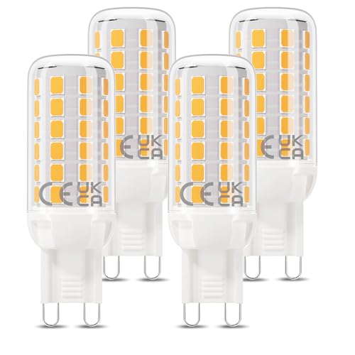 DiCUNO G9 LED Bulbs, Warm White 2700K, 2.8W Equivalent to 40W Halogen, 520LM, Non-dimmable, Energy Efficiency Class B G9 LED Light Bulbs for Chandelier, Non-Flickering, 4 Pcs