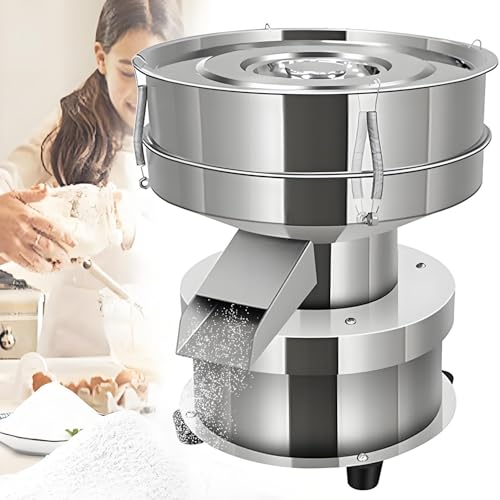 GLBMXDD Tamis Vibrant électrique 1350 TR/Min - Tamis à Farine Automatique 50 W en Acier Inoxydable 304, 2 Tamis 40/60 Mesh pour Usage Commercial et...