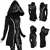 Keepink Hoodies for Women UK Loose Gothic Punk Long Sleeve Coat Ladies Jackets Full Zip Sweatshirt Halloween Witchcraft Hooded Outerwear Warm Cardigan Streetwear Plus Size 8-22 Sale #1